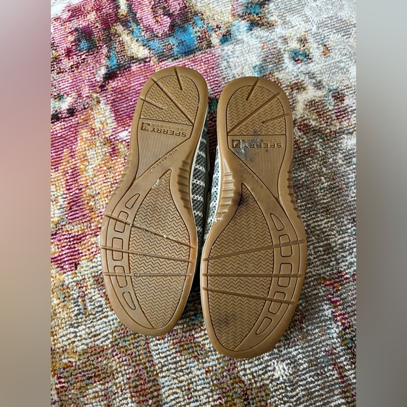 Sperry Women's 7.5 Angelfish Breton Stripe Mesh Slip-On Boat Shoe charcoal white - Picture 6 of 11